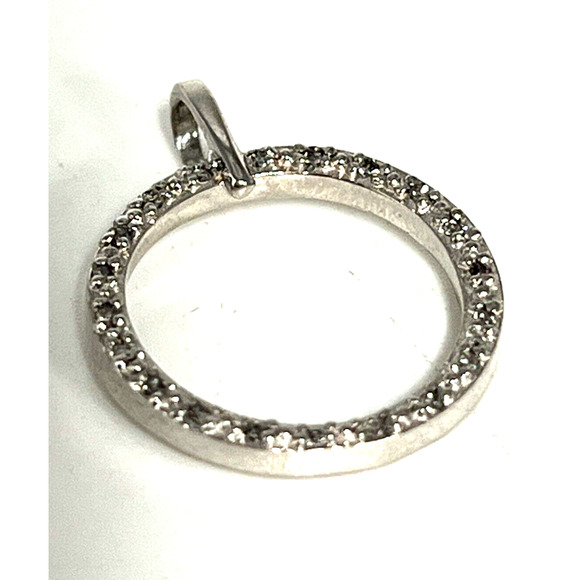 10k Diamonds White Gold Hoop Pendant & Necklace 18" - Picture 2 of 9